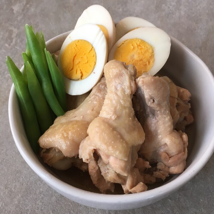 手羽元のやわらか煮と塩茹でいんげん♪